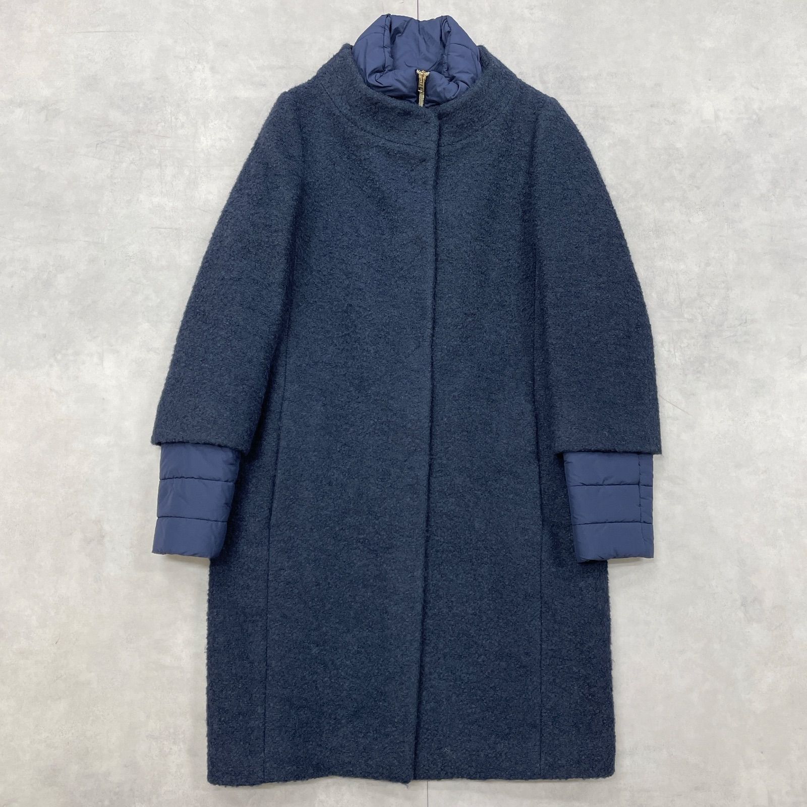 HERNO ヘルノ ダウンレイヤードコート モヘヤ ウール ネイビー イタリア製 レディース 40