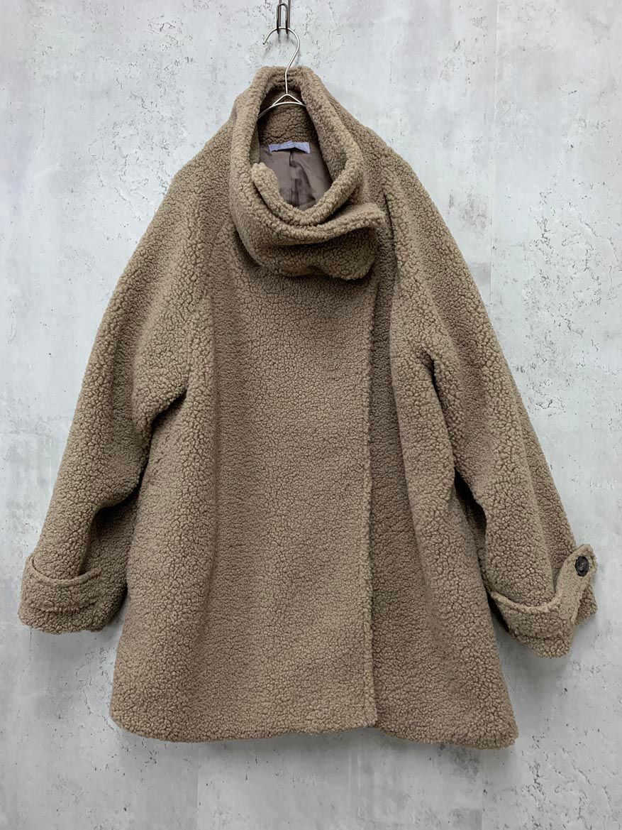 TOUKYO サキシマトウキョウ SA 24204 ボリューム ボアスタンドカラーミドルコート ジャケット sizeF|ブラウン ◆ ◎レディース