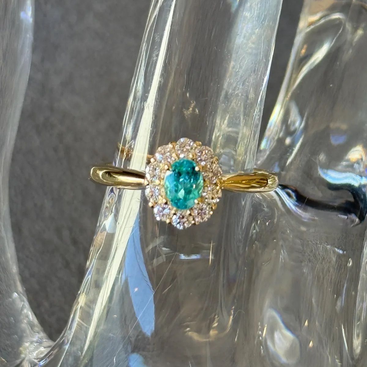 新品 K18 パライバトルマリン0.332ct ダイヤ0.278ct リング - メルカリ
