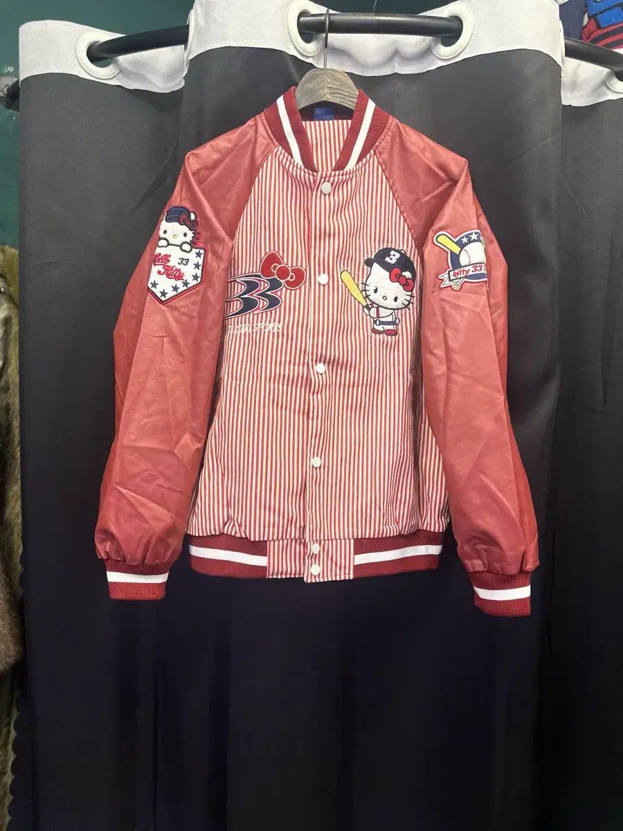ハローキティ 野球 アウター レッド ストライプ