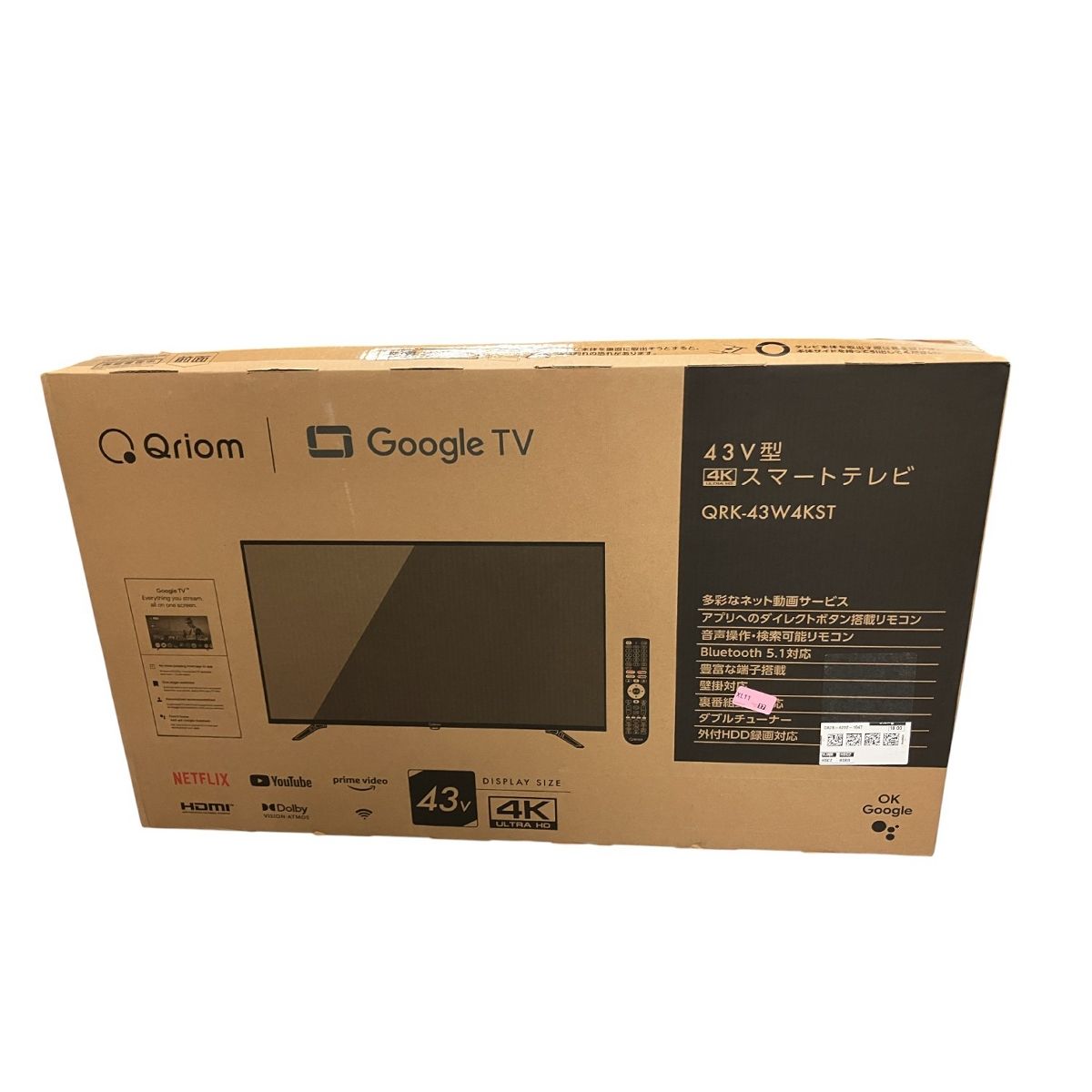 YAMAZEN 山善 QRIOM QRK 43 W 4 KST V型 スマートテレビ K Google TV 製 家電 ♥