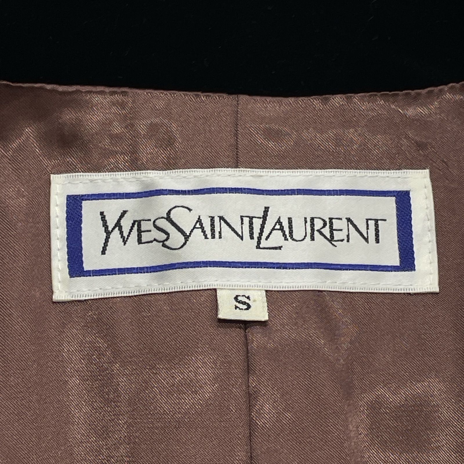 YVES SAINT LAURENT イヴサンローラン ロングコート ベロア切替 ウール 