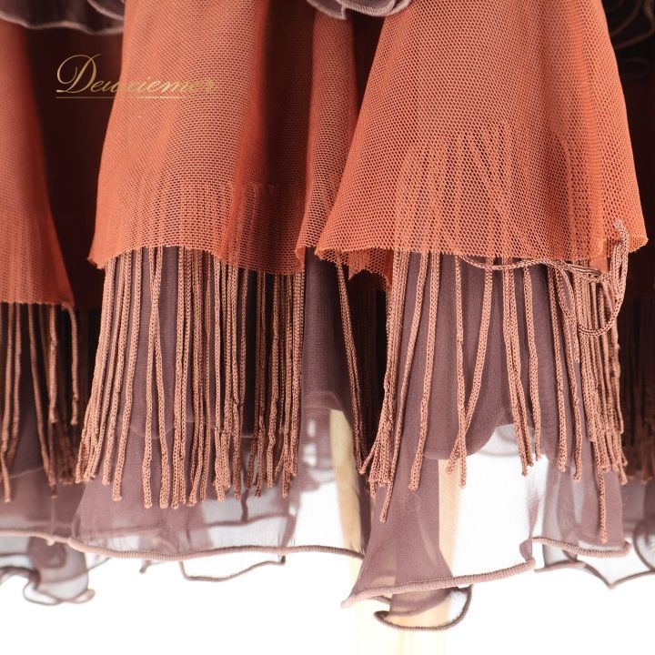 チャコット 社交ダンス　トップス　スカート　タイダイ柄 シャーリング ブラウン セール】 【松井愛莉着用】ドットシャーリングタイトスカート