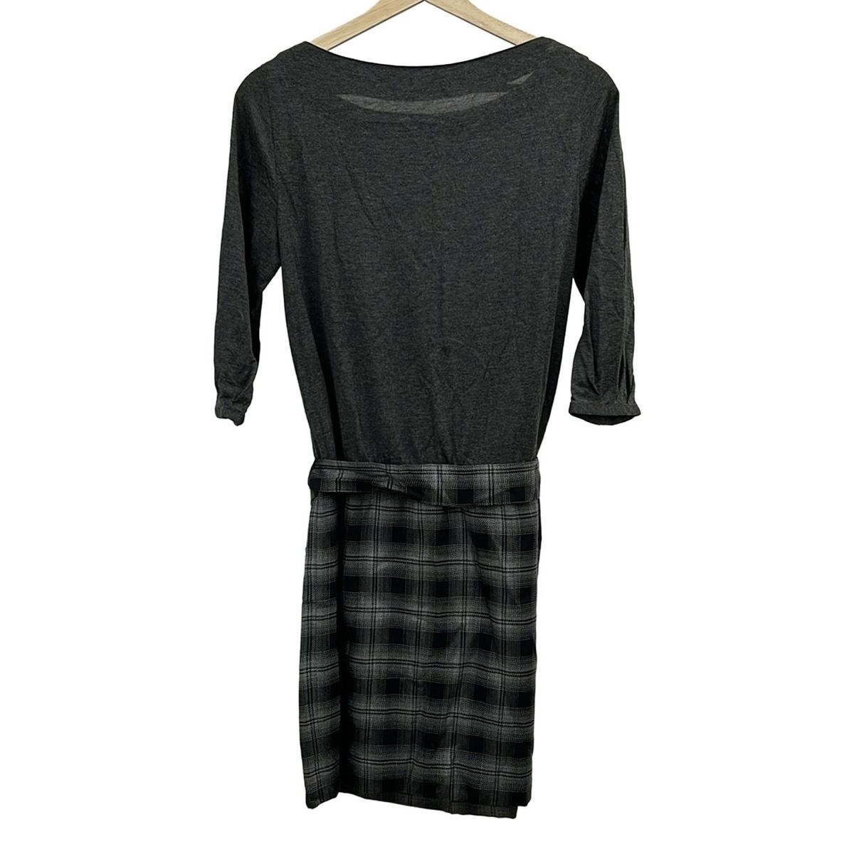 自由区|jiyuku ジユウク ワンピース サイズ40 M レディース - ダークグレー×グレー×黒 クルーネック|七分袖|ひざ丈|チェック柄