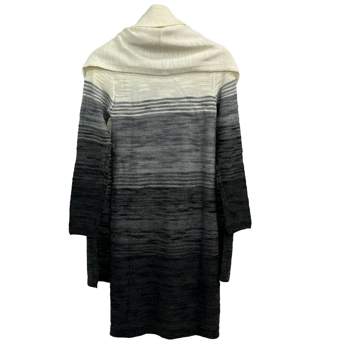 自由区 jiyuku ジユウク ワンピース サイズ38 M レディース ダークグレー グレー アイボリー クルーネック 長袖 ひざ丈 ニット