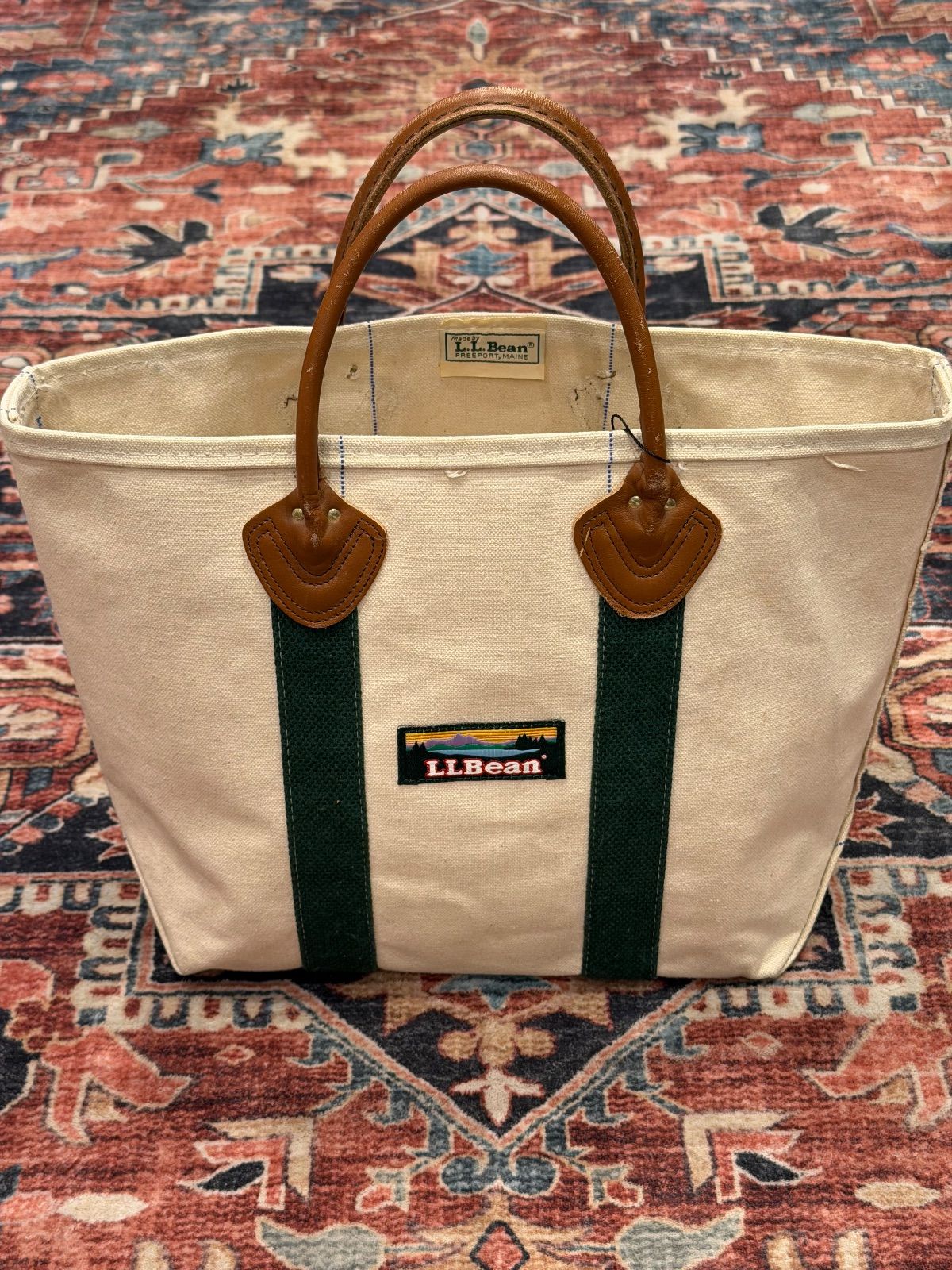 80's USA / L.L.Bean ビーントート 】 レザーハンドル エルエルビーン