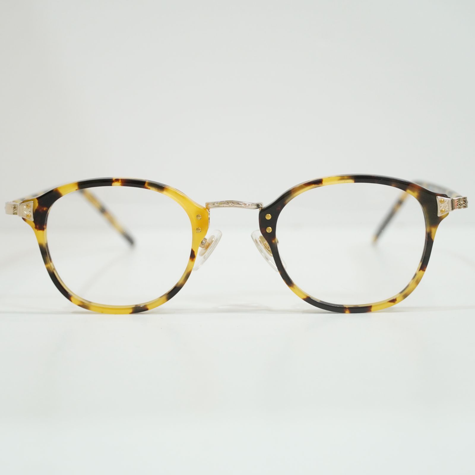 ♥ 日本製 鮮やかなべっ甲柄のメガネフレーム 越前國甚六作 イエロー