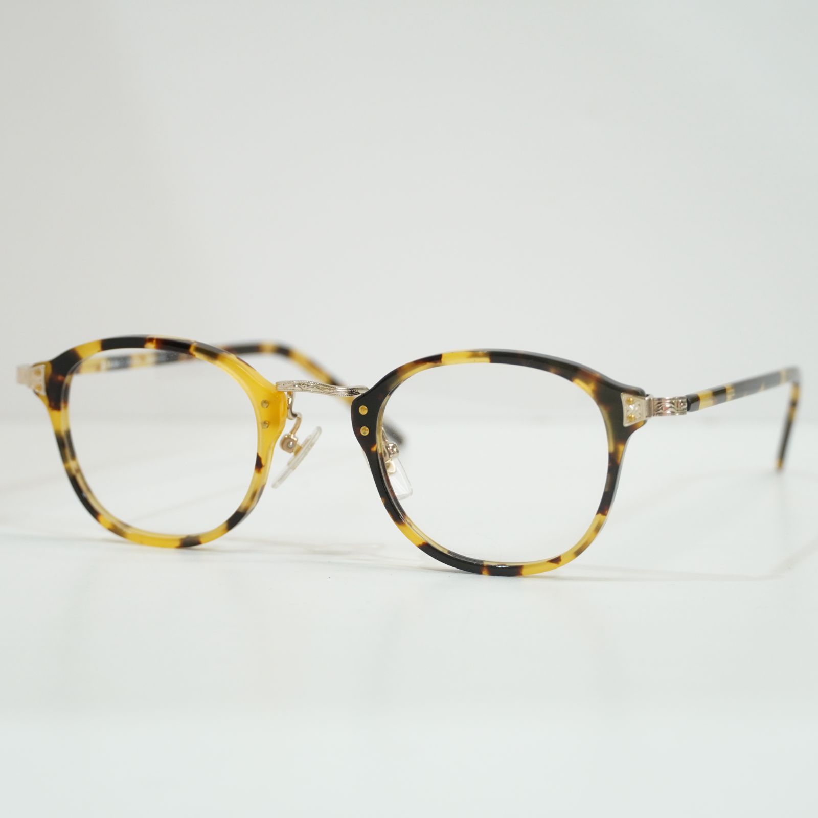 ♥ 日本製 鮮やかなべっ甲柄のメガネフレーム 越前國甚六作 イエロー