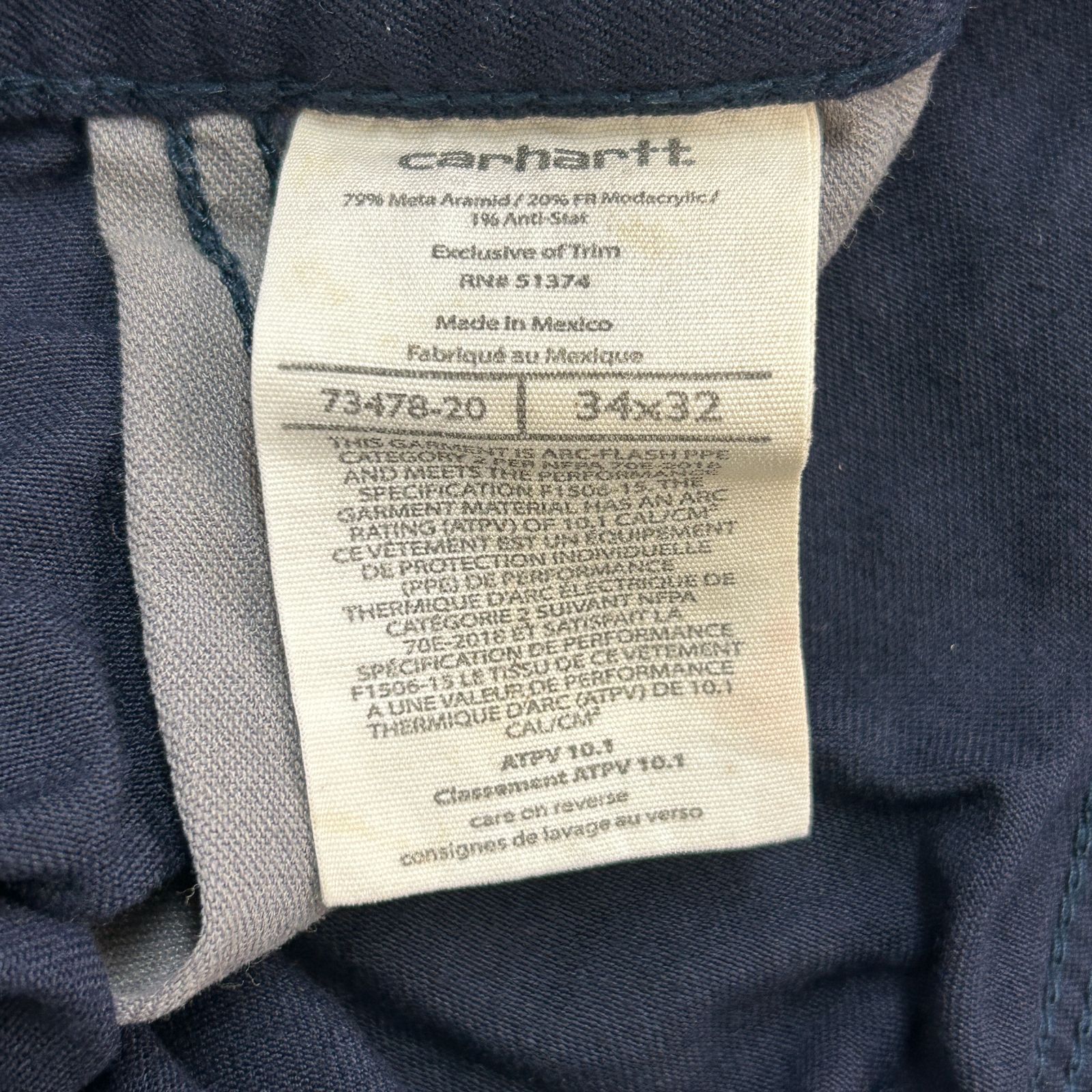 Carhartt カーハート FR ワークパンツ 古着 ネイビー W35 L31 - メルカリ