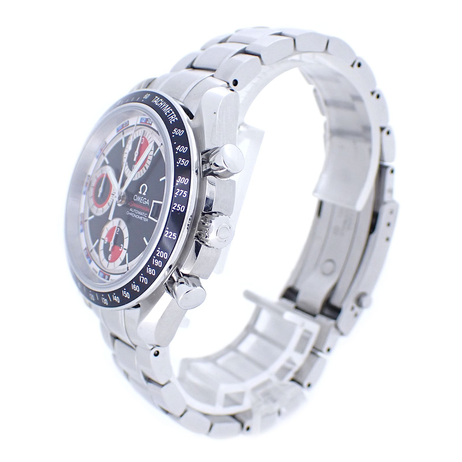 オメガ スピードマスター デイト 3210 52 ブラック レッド メンズ 腕時計