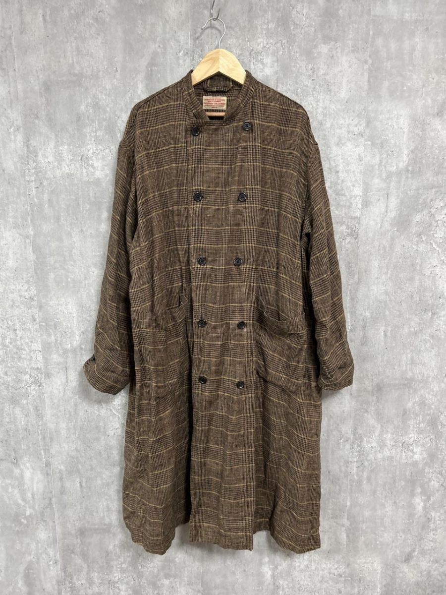 RNA N アールエヌエーエヌ リネン オーバー チェック柄 コック コート sizeM 茶 ◎レディース
