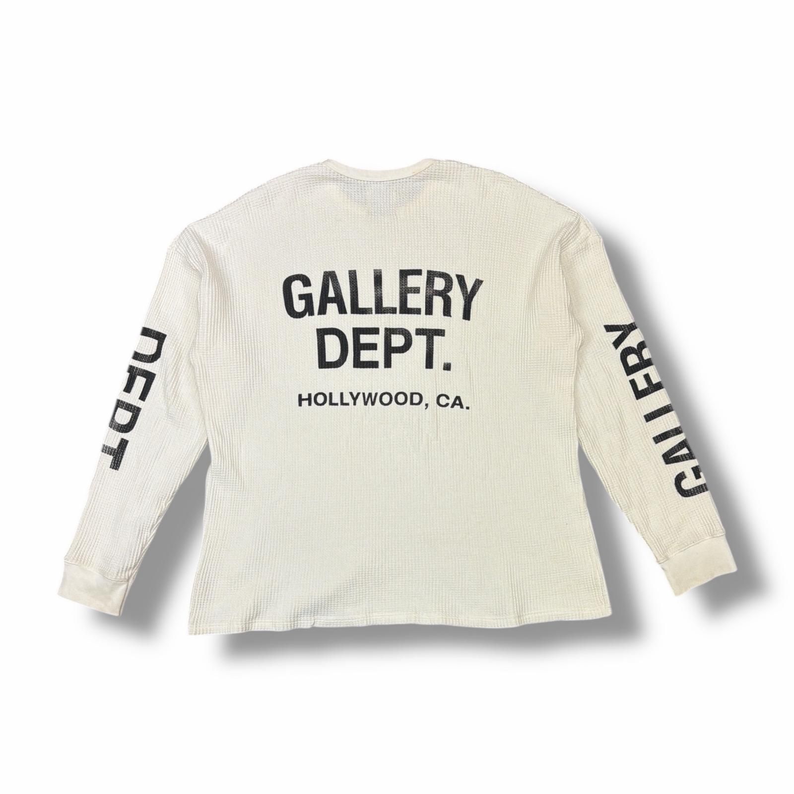 GALLERY DEPT ロゴプリントサーマルカットソー ワッフル ギャラリーデプト ホワイト L 6244 M