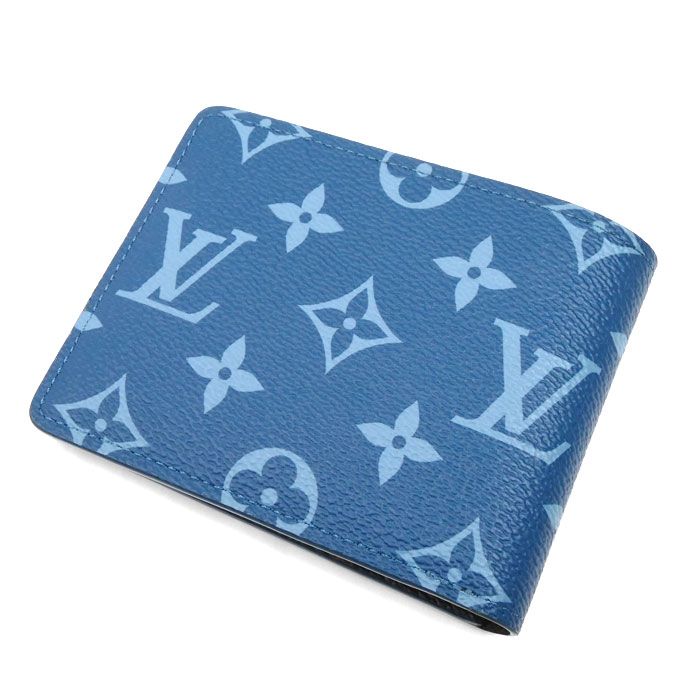LOUIS VUITTON ルイ ヴィトン ポルトフォイユ スレンダー カードケース 二つ折り財布 ブルー M 82798 IC メンズ