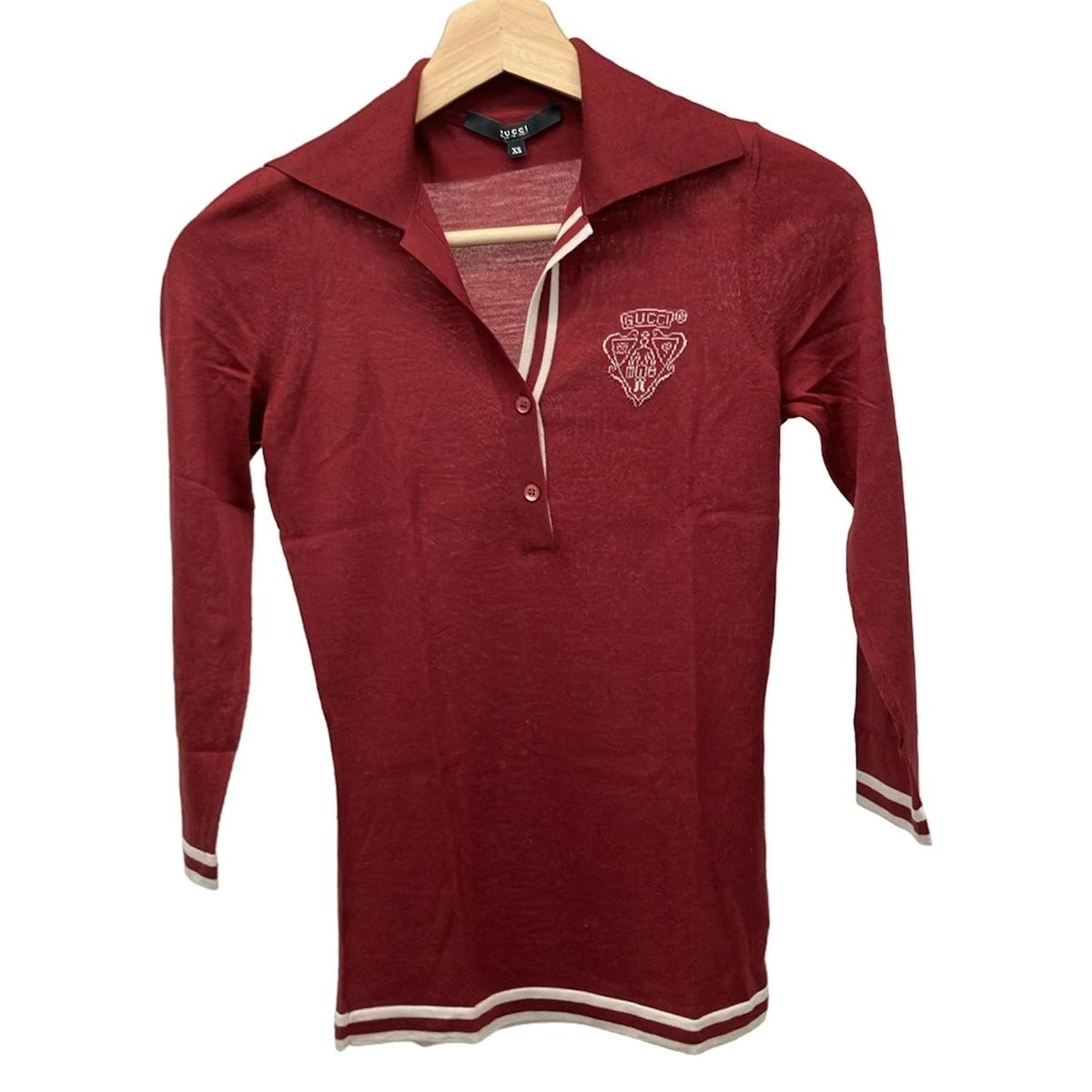 GUCCI グッチ 七分袖ポロシャツ サイズXS レディース - 164857 X 1074 ボルドー×アイボリー
