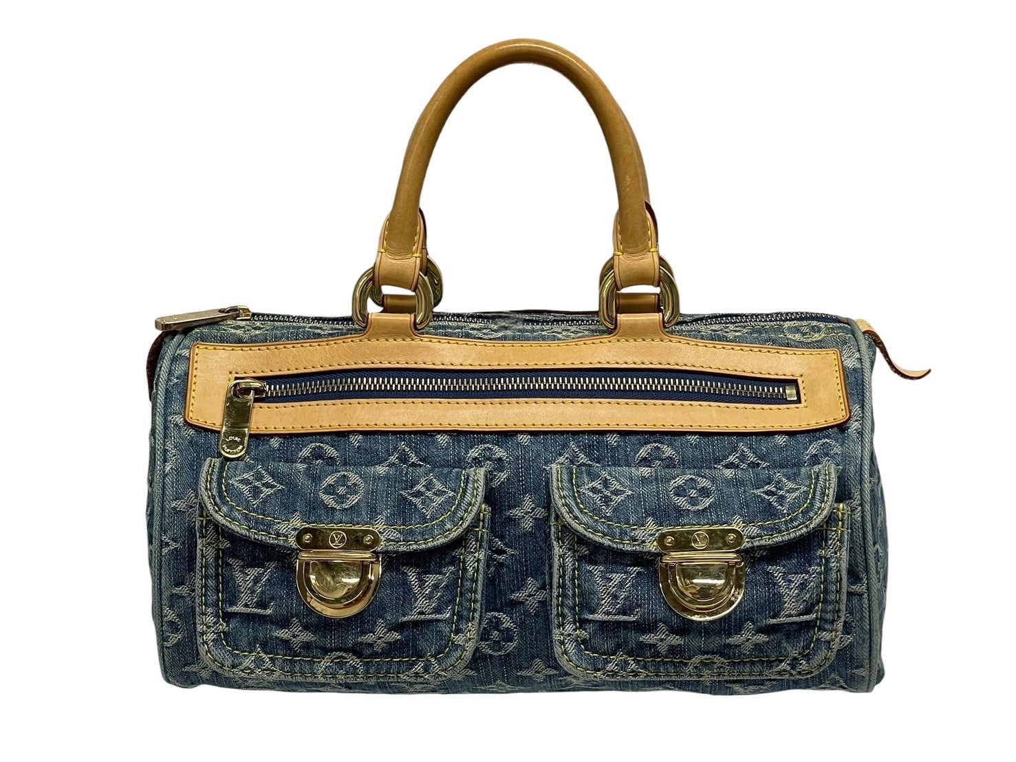LOUIS VUITTON ルイヴィトン ネオスピーディ ハンドバッグ M 95019 モノグラム デニム インディゴブルー ゴールド金具 4 b 011180