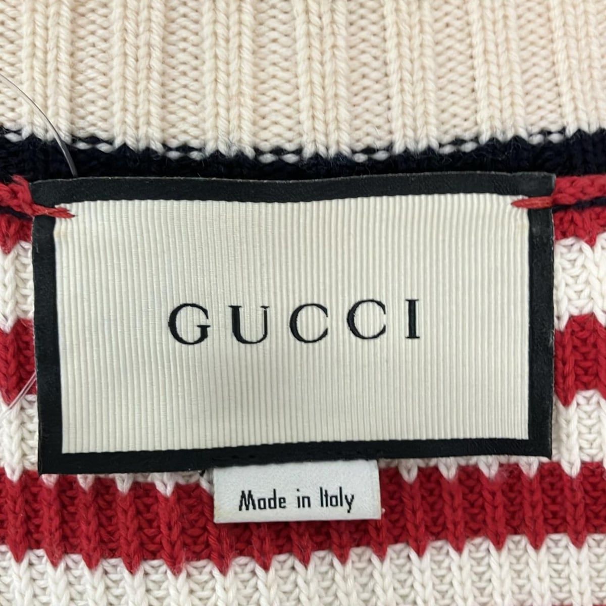 美品　GUCCI ボーダー　カーディガン　パール　カシミヤ　混　イタリア製 GUCCI(グッチ) カーディガン サイズM レディース美品 - 478212-X5V57