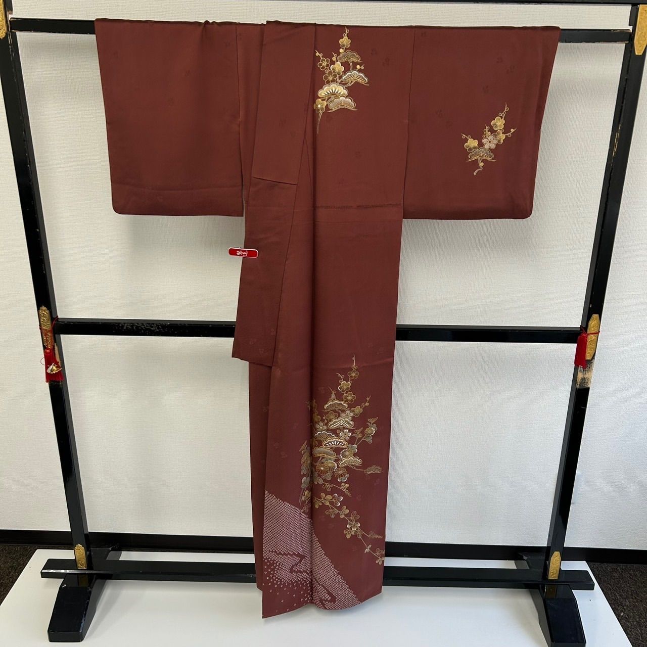 付け下げ 正絹 紋なし 絞り 金彩 紗綾形 美しい花草 袷 着物 MK-2783