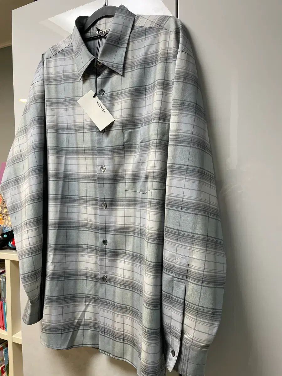 AURALEE 25 ss ウール シャツ チェック柄 グリーン ミント その他 長袖シャツ シャツ