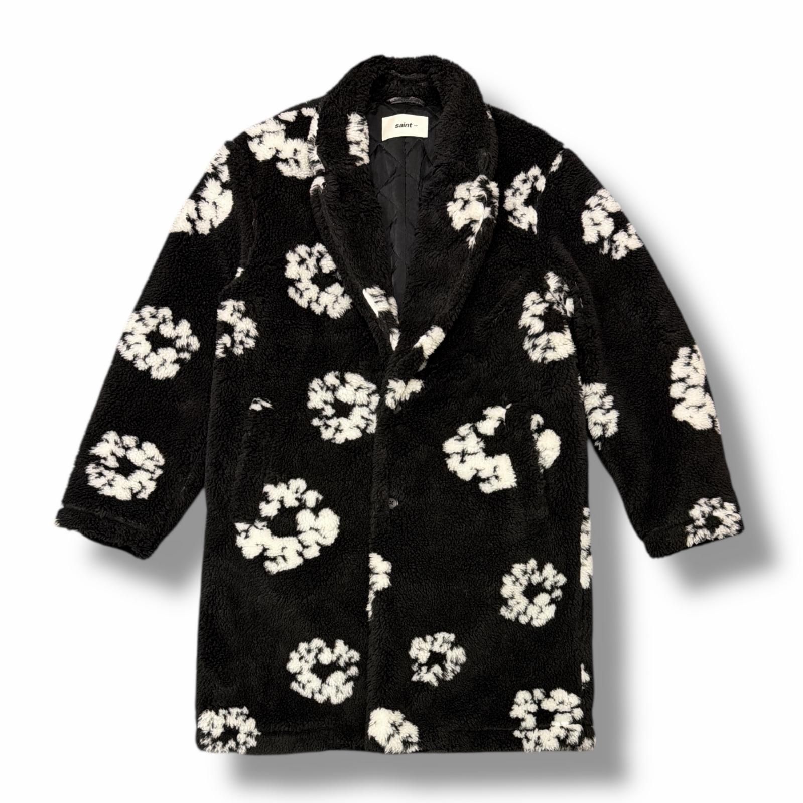 参考上代236500円 SAINT MICHAEL DENIM TEARS 24 AW DT_FUR COAT CT WREATH BK ファーコート コラボ セントマイケル デニムティアーズ SM YS 1 0000 C 51 ブラック L 6266 M