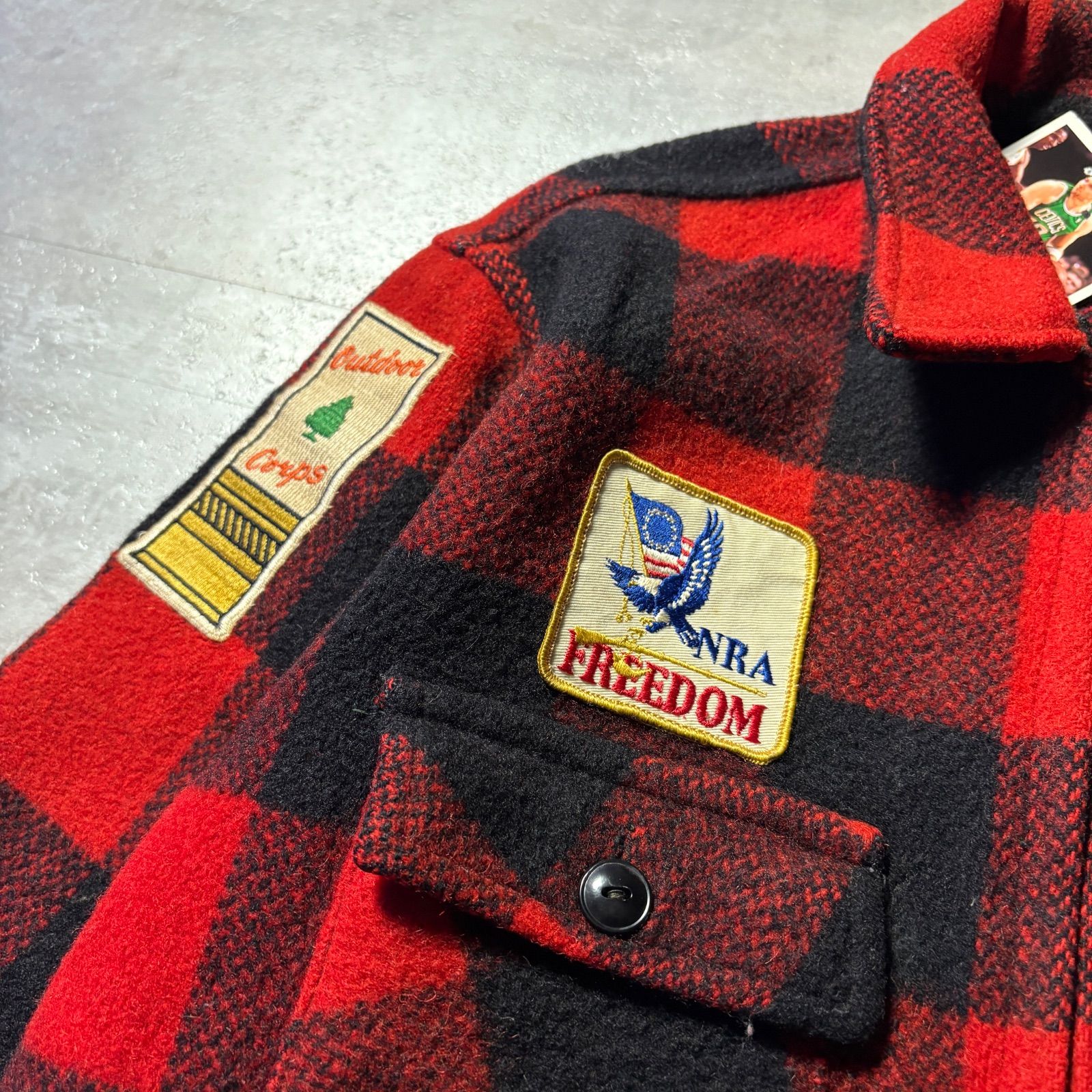 50s 60s Vintage Buffalo Check Wool Jacket ウールジャケット 赤黒