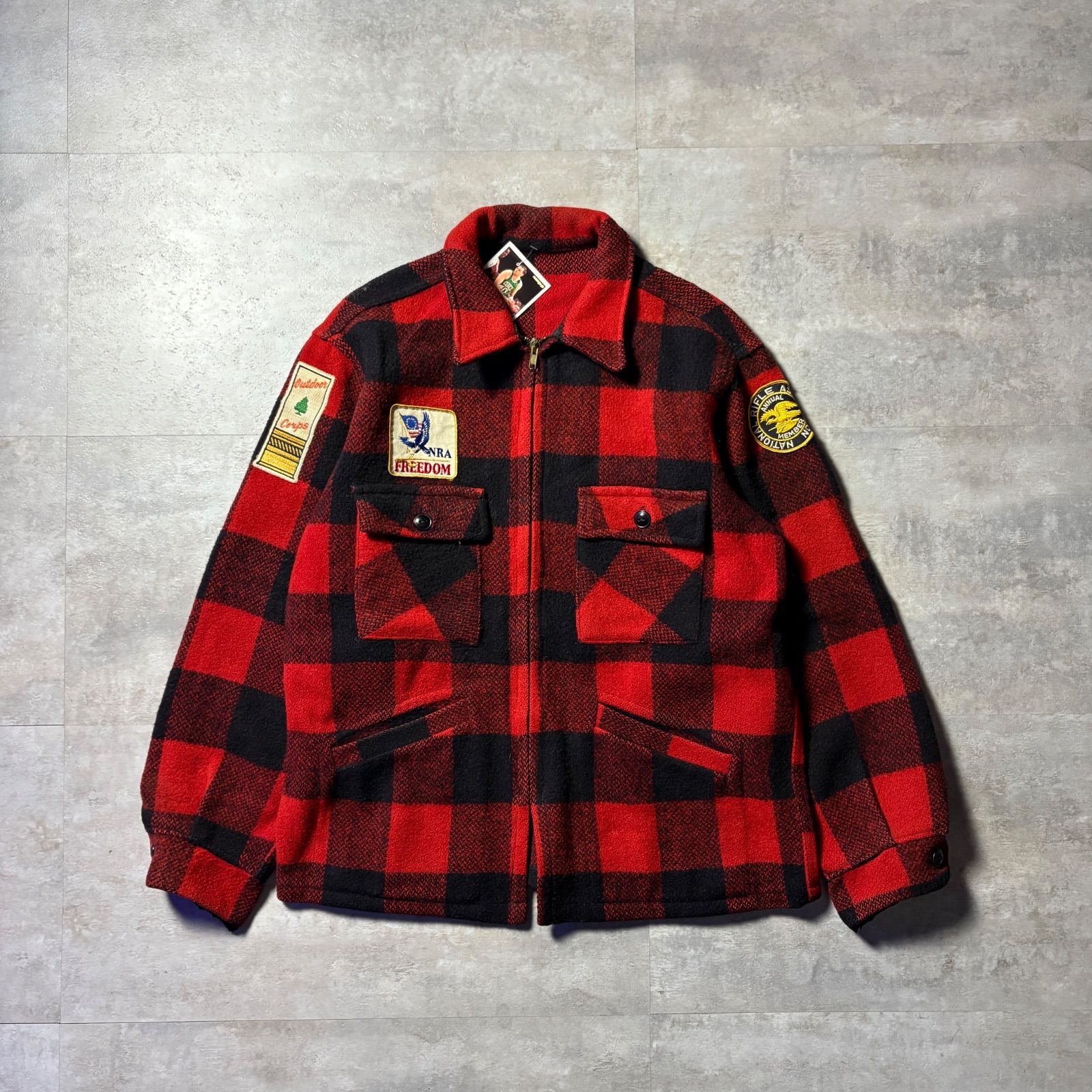 50s〜60sバッファローチェック　ウールジャケット 短丈 50s 60s Vintage Buffalo Check Wool Jacket ウールジャケット 赤黒