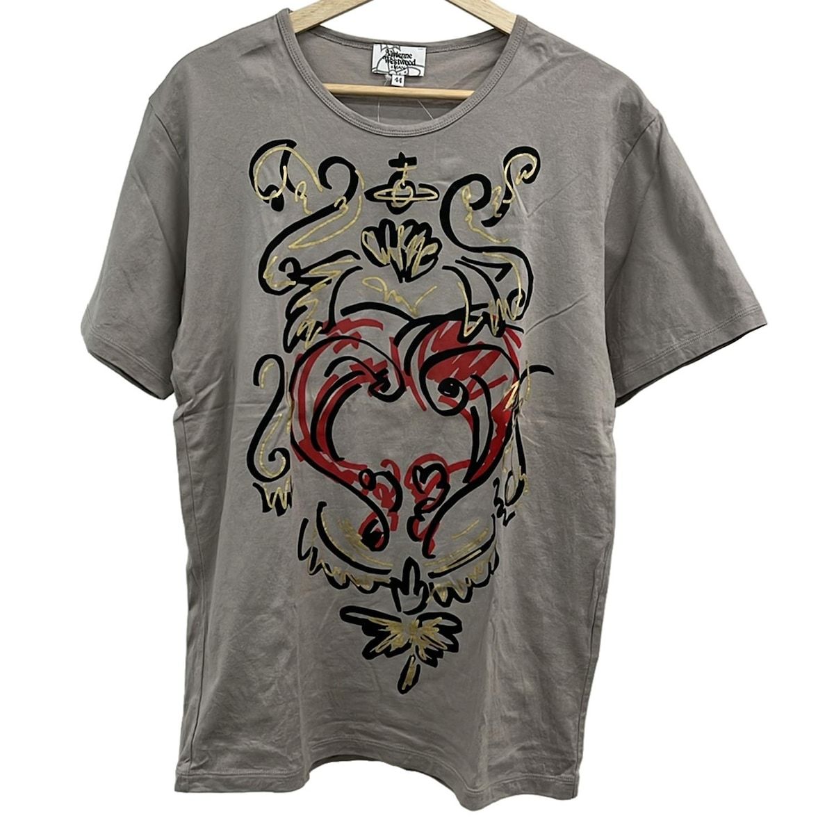Vivienne Westwood MAN ヴィヴィアンウエストウッドマン 半袖Tシャツ サイズ44 L メンズ グレー 黒 シルバー クルーネック