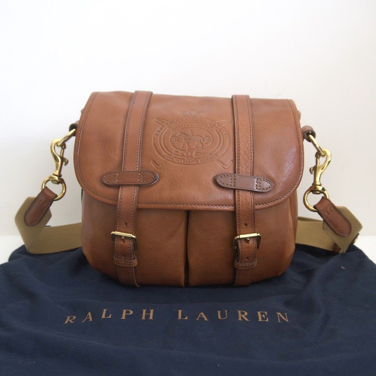 RALPH LAUREN レザー ショルダーバッグ ブラウン ラルフローレン