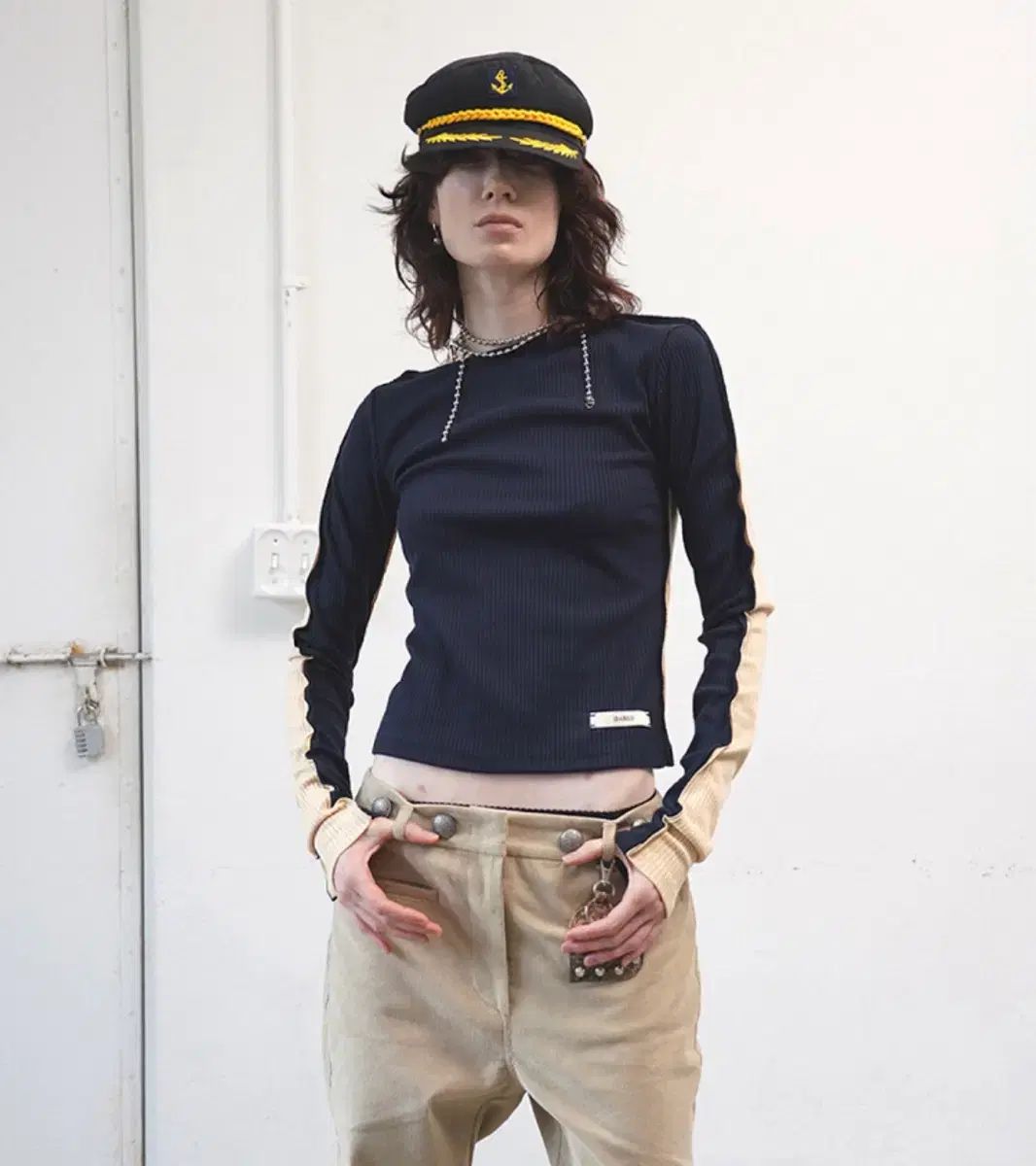 デアド dared ハーフアンドハーフ ロングスリーブ ネイビー バター