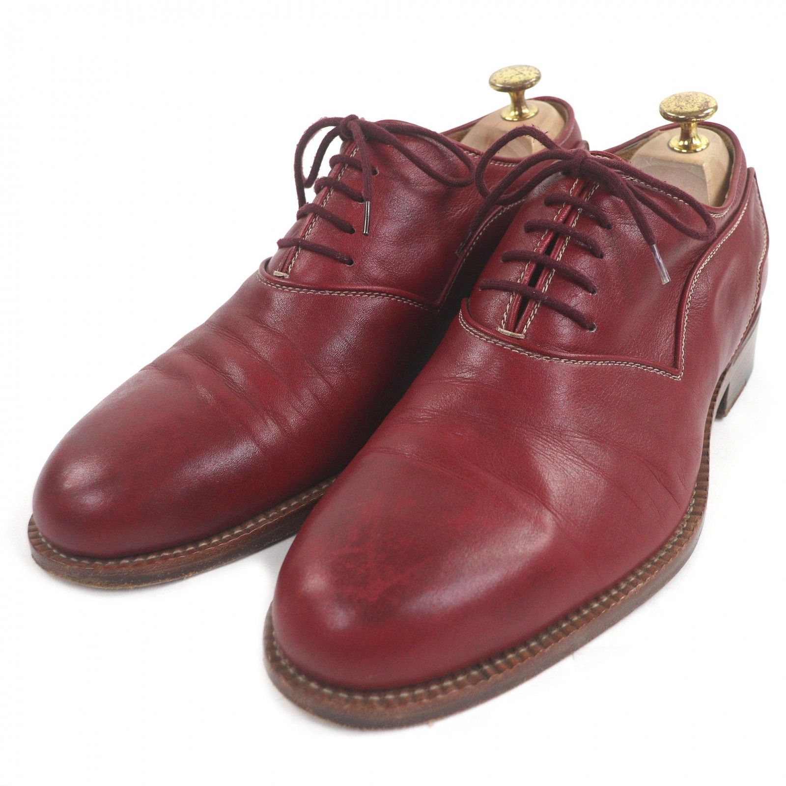 ドンドン見直し Peron＆Peron ペロン ICHO レザー レースアップ ドレスシューズ ボルドー メンズ約27～28 cm相当 保存袋付き メンズ