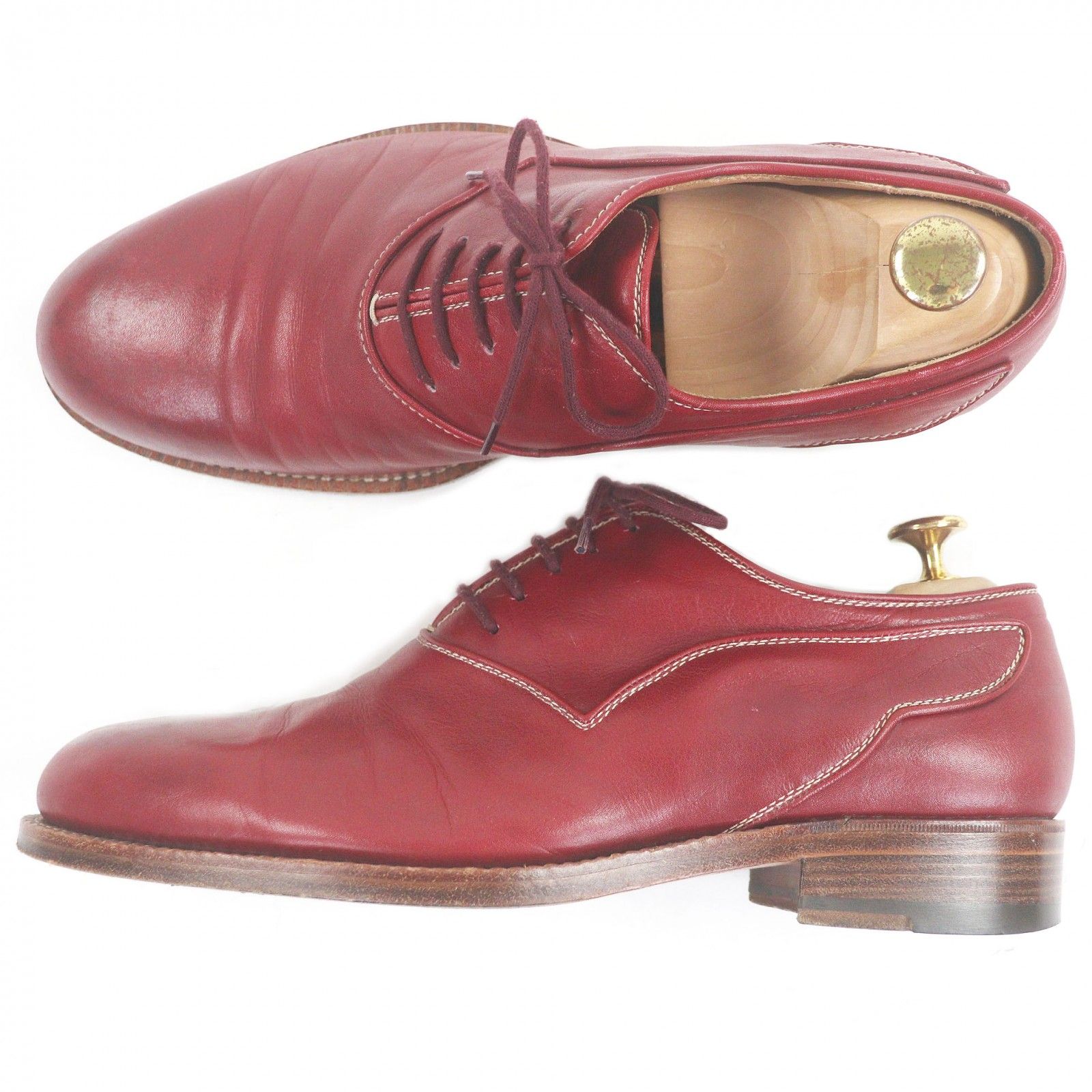  ドンドン見直し Peron＆Peron ペロン ICHO レザー レースアップ ドレスシューズ ボルドー メンズ約27～28 cm相当 保存袋付き メンズ ドレス ビジネスシューズ ブーツ 革靴