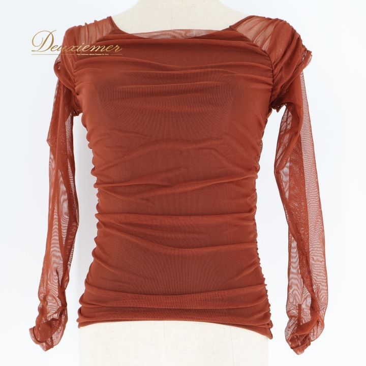 Chacottチャコット 社交ダンストップス 新品　ダンス衣装 ダンストップス 社交ダンス 衣装 トップス ブラウス オレンジ系 チャコットロイヤル