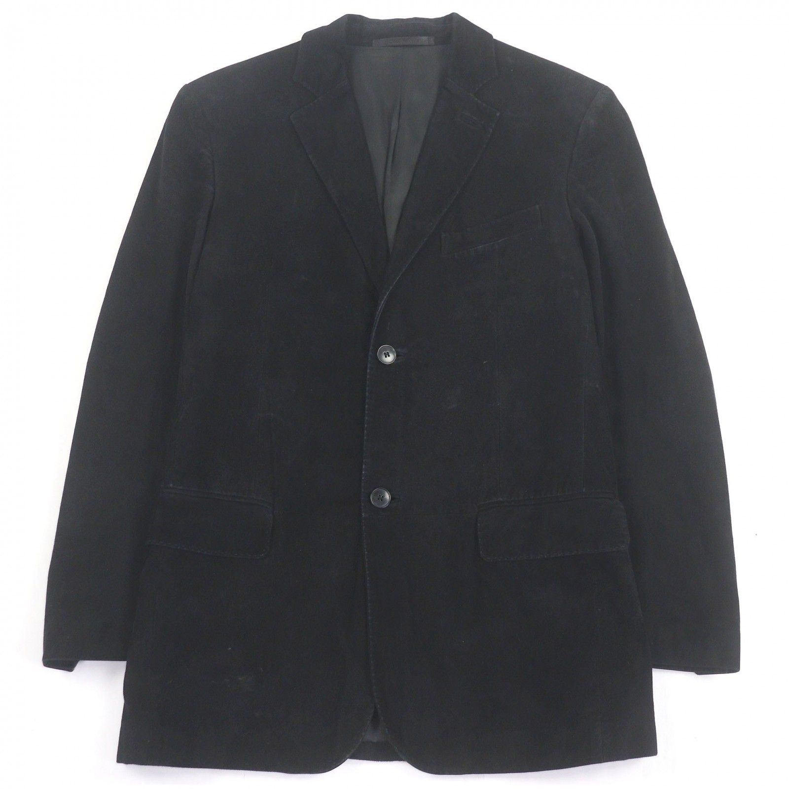 ドンドン見直し □Ermenegildo Zegna エルメネジルドゼニア スウェードレザー テーラードジャケット ブラック 46|XS イタリア製 メンズ