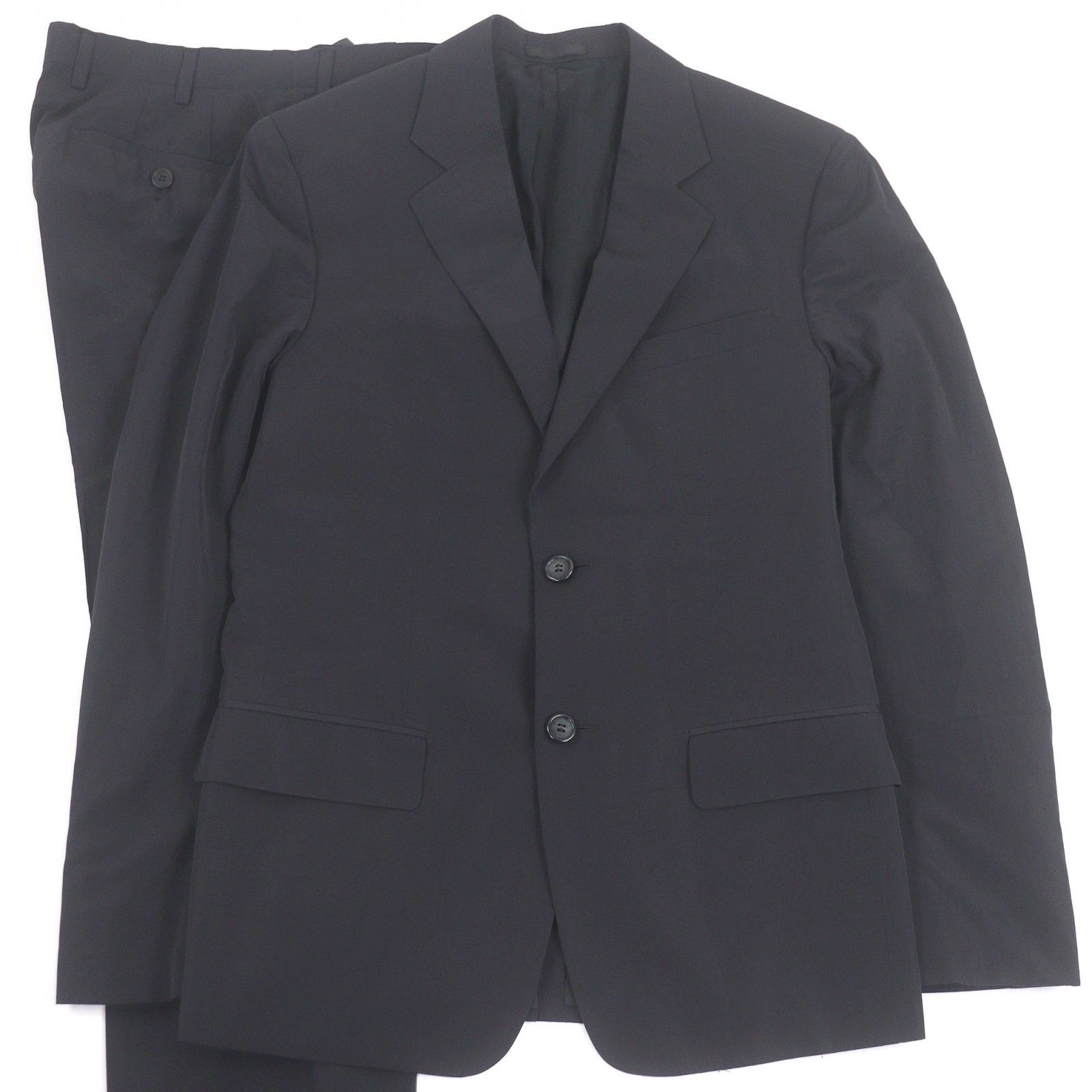 ドンドン見直し □PRADA プラダ ナイロン ブレザー トラウザーズ シングルスーツ セットアップ ネイビー 46 メンズ