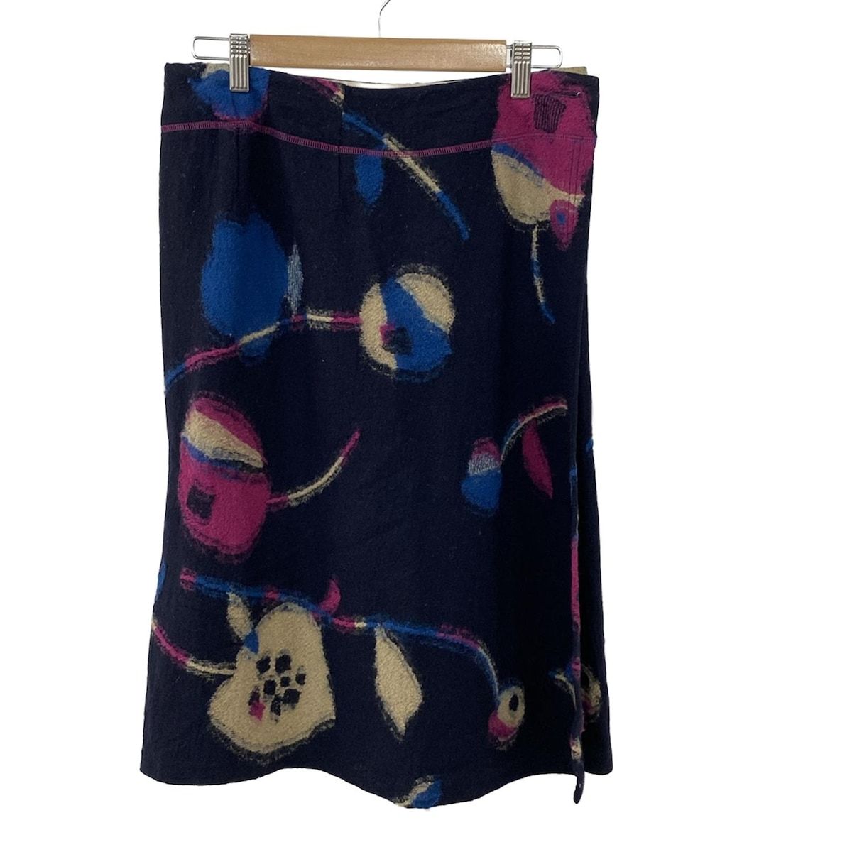 Pallas Palace パラスパレス 巻きスカート サイズ0 XS レディース ダークネイビー ピンク マルチ ひざ丈
