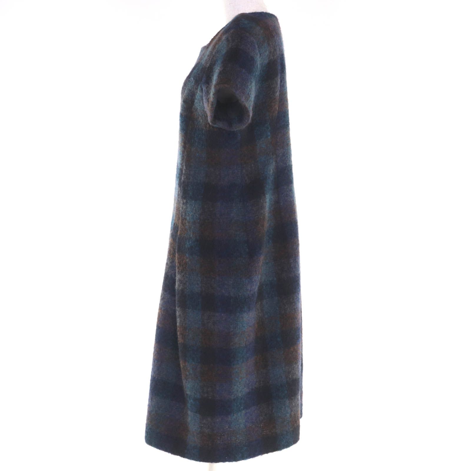 JIL SANDER ジルサンダー モヘア ウール チェック柄 ショートスリーブ ロングワンピース マルチ 40 イタリア製 レディース