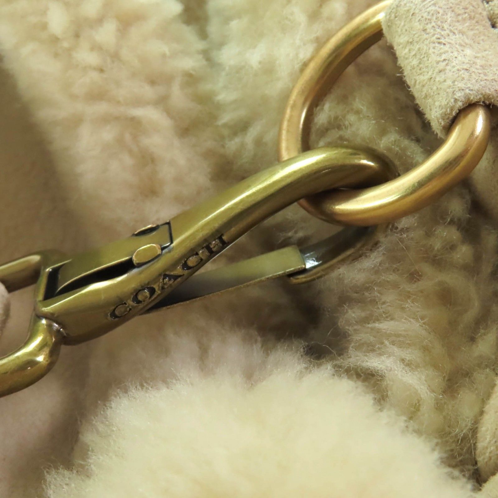 極美品◇COACH コーチ CF025 シープスキン ショールシアリング