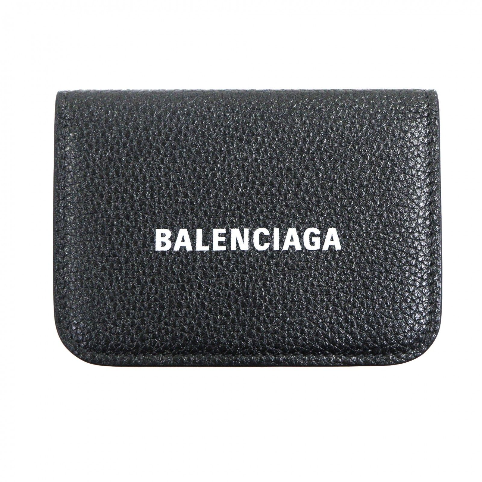 ♥品 バレンシアガ 593813 エブリデイ レザー コンパクトウォレット 三つ折り財布 メタリックブラック 箱 保存袋付き イタリア製 メンズ