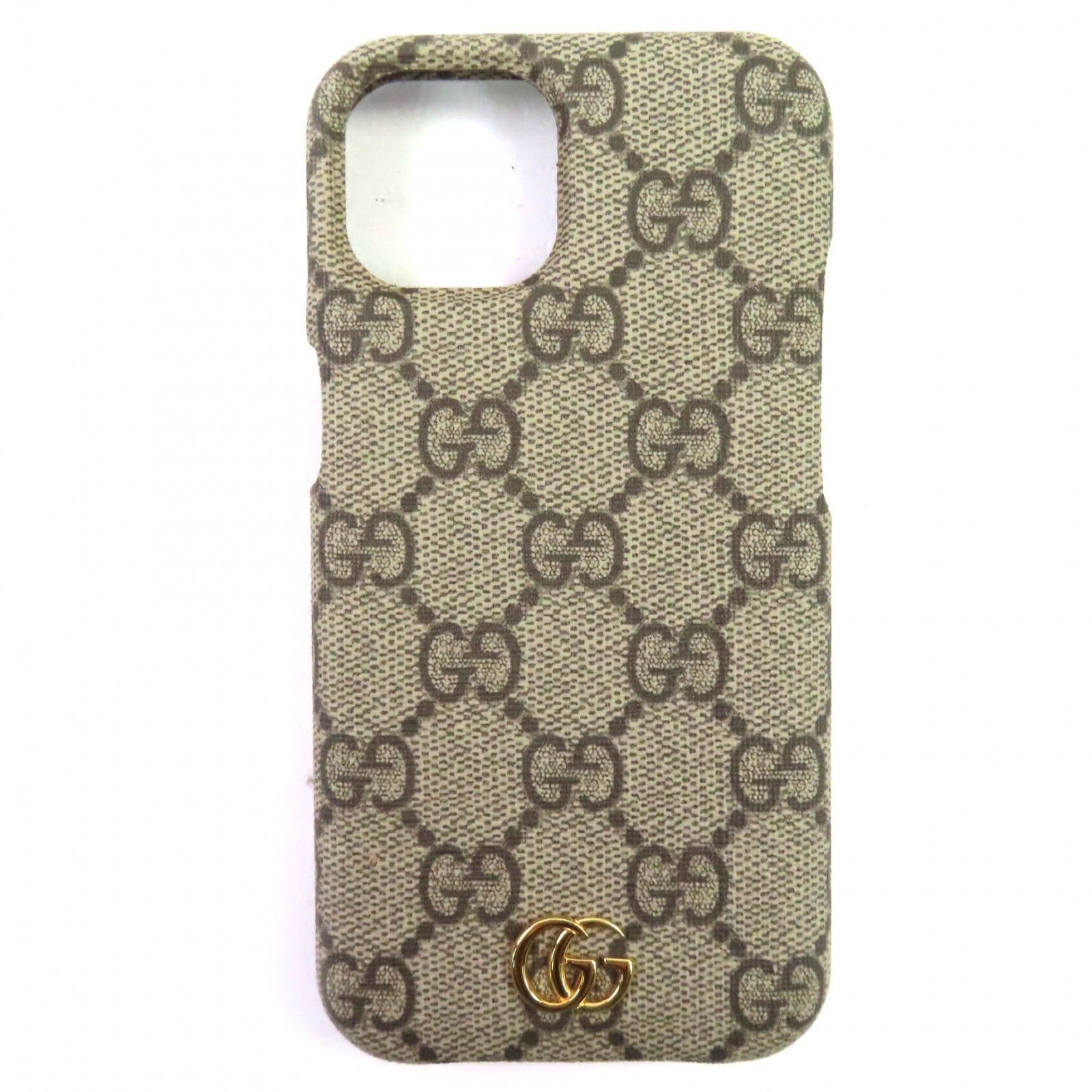 GUCCI グッチ 763787 Gスプリーム GGロゴゴールド金具 iPhone 15用 PVC iPhoneケース ベージュ き イタリア製 レディース メンズ◎