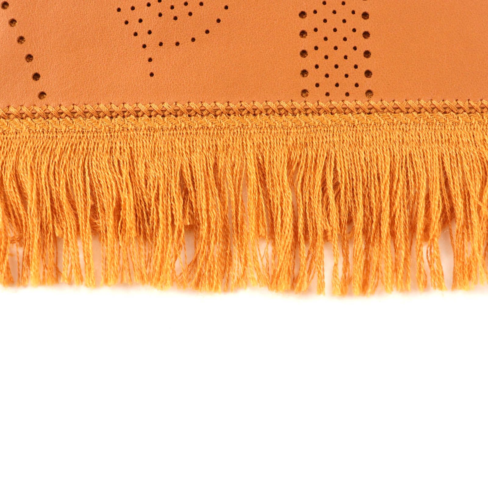  HERMES エルメス ニューリブリス カシミヤ シルク混 ラムスキン使い フリンジ付 大判 ストール マフラー ブラウン ドイツ製 レディース マフラー 小物