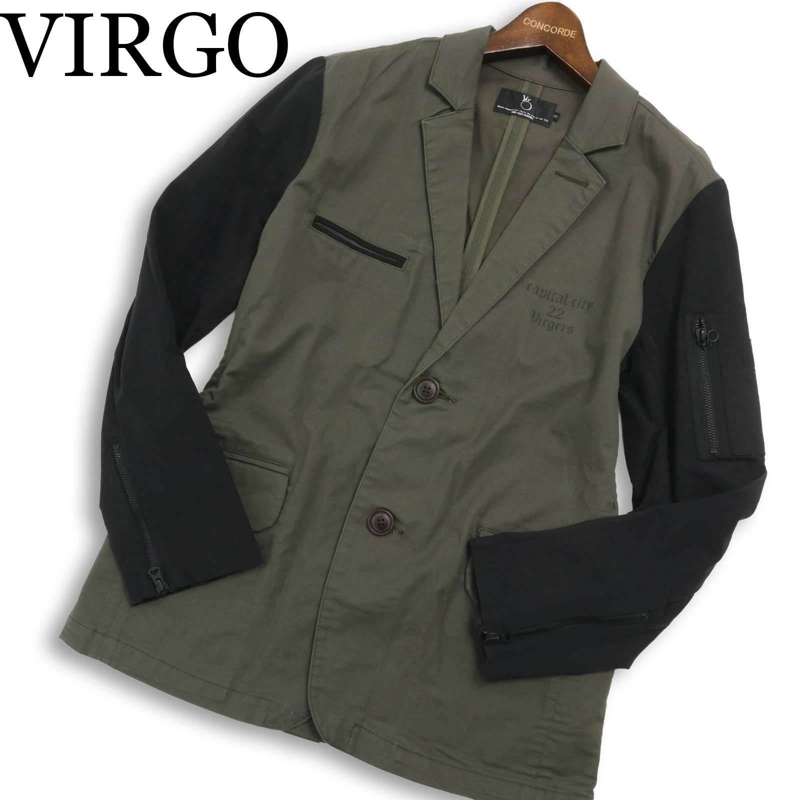 VIRGO ヴァルゴ 通年 袖切り替え☆ ステンシル プリント ミリタリー 