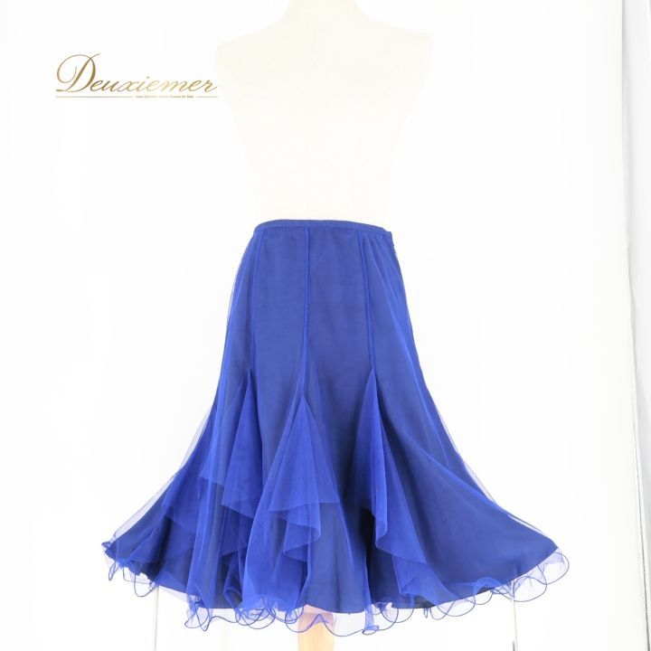 チャコット　社交ダンス　スカート M ブルー レース　定価51700円 社交ダンス 衣装 スカート ブルー系 チャコット Chacott 青 ラテン