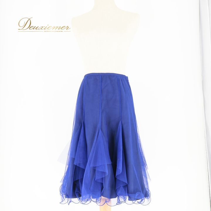 チャコット　社交ダンス　スカート M ブルー　モーヴ系 レース飾り 社交ダンス 衣装 スカート ブルー系 チャコット Chacott 青 ラテン