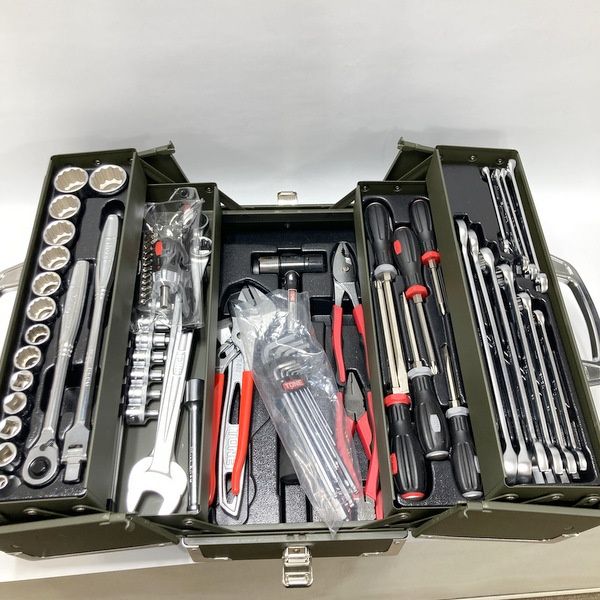 TONE 工具セット　中古 TONE トネ ツールセット 両開きケース 工具セット オリーブ ツール