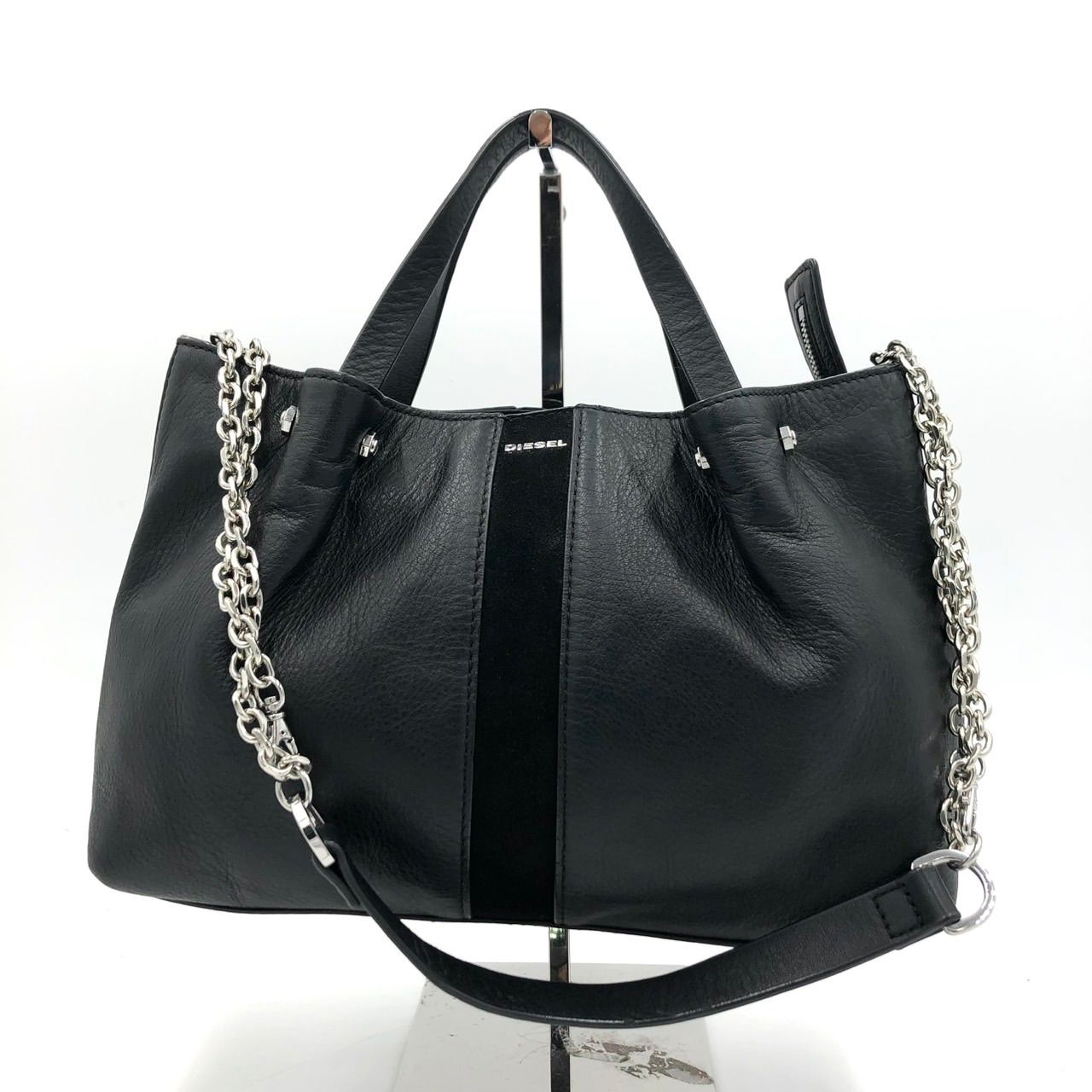 極美品　ディーゼル　レザー　トートバッグ　2way ハンドバッグ　黒 美品】ディーゼル DIESEL 2way トートバッグ ショルダーバッグ 黒