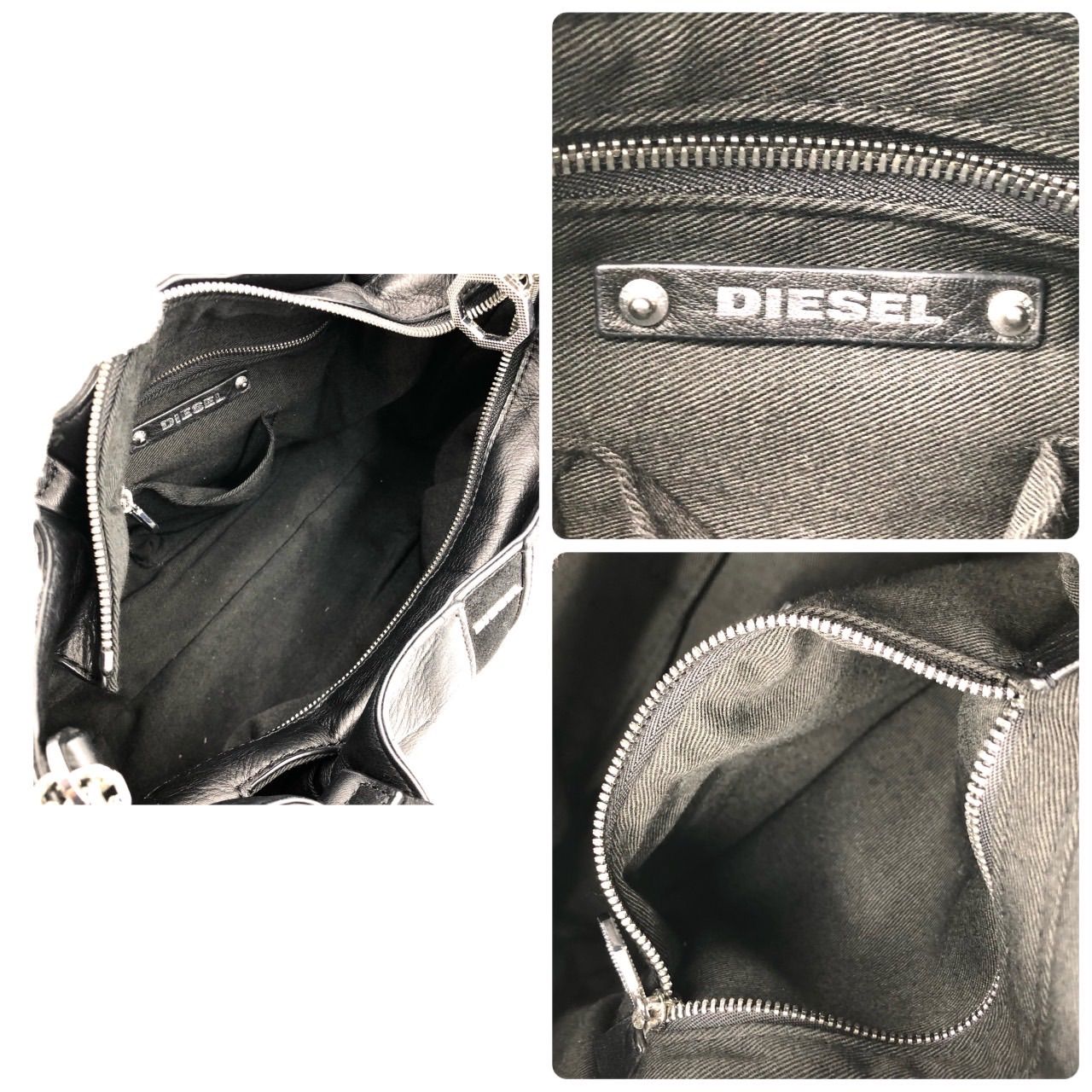 美品】ディーゼル DIESEL 2way トートバッグ ショルダーバッグ 黒 