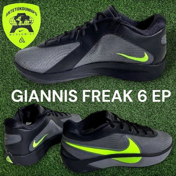 NIKE ナイキ GIANNIS FREAK 6 EP ヤニス ポジションレス レースアップ ローカット スニーカー バスケットボールシューズ FJ 7807 定価1.5万 グレー ブラック イエロー 30 ▲053 50502 w 04