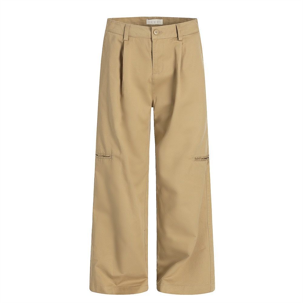 ♥ h アメリカンミニマル 感 ウォッシュド ワークパンツ ルーズフィット ストレートパンツ サイドポケット｜ユニセックス｜ヴィンテージ