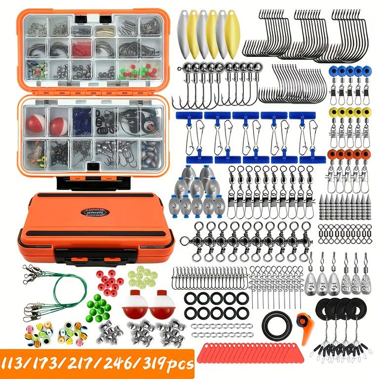 淡水/海水対応】釣り具セット 113点 フック/ビーズ/コネクター