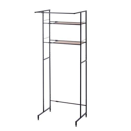 迅速に発送 HEIAN SHINDO ランドリーラック 棚2段 ハンガーバー付き 角パイプ 木目マットブラック 幅64 82 奥行53 高182 cm HSR 5 BK b 88 e 3608