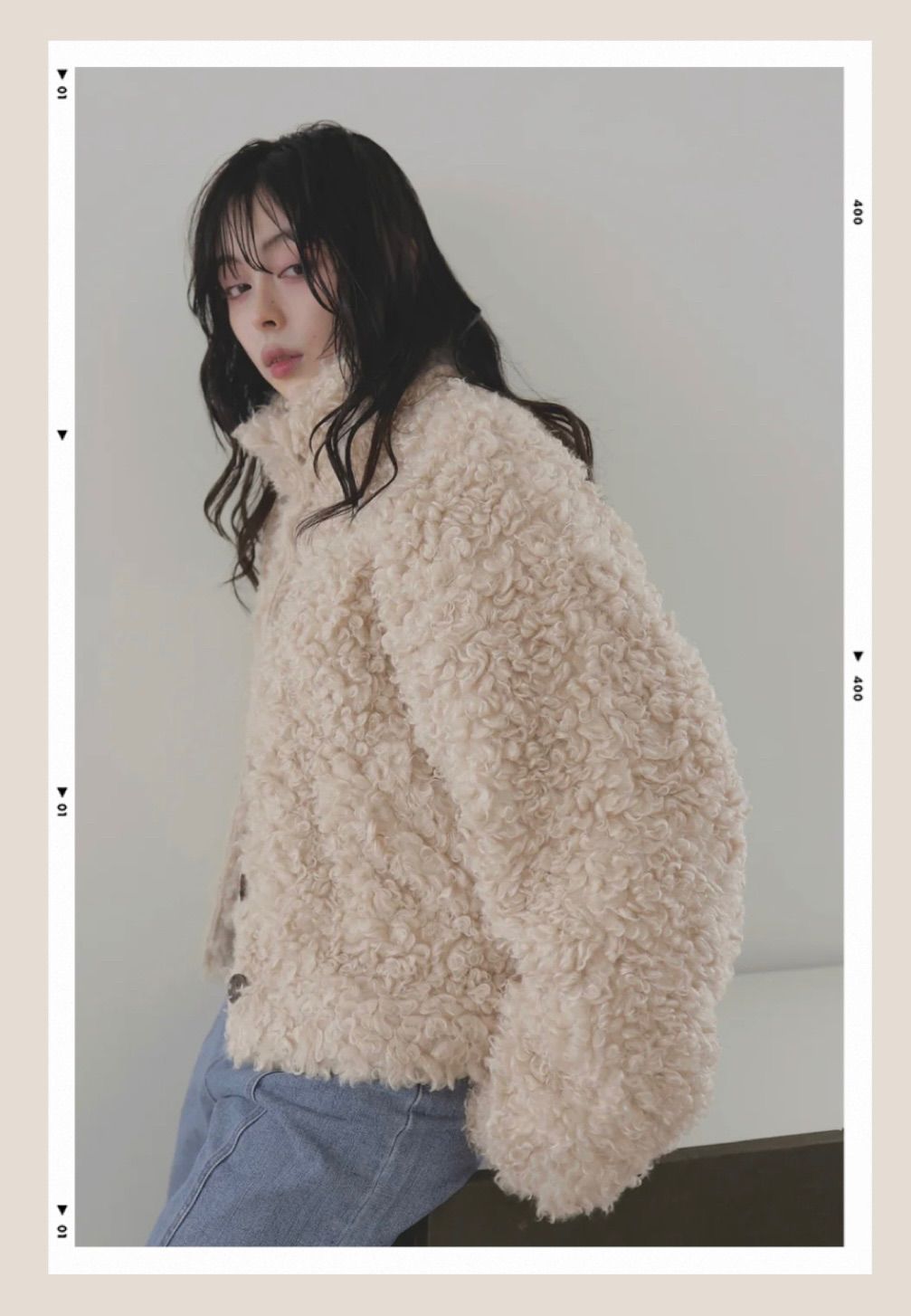 新品 プードルファーブルゾン esicaエシカ LIANリアン CABLE KNIT FAUX 
